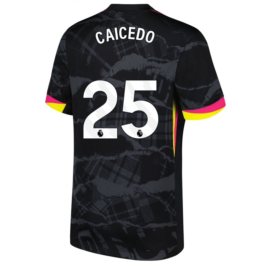 Mænd Moisés Caicedo #25 Sort Pink Tredje Sæt Spillertrøjer 2024/25 Trøje T-Shirt