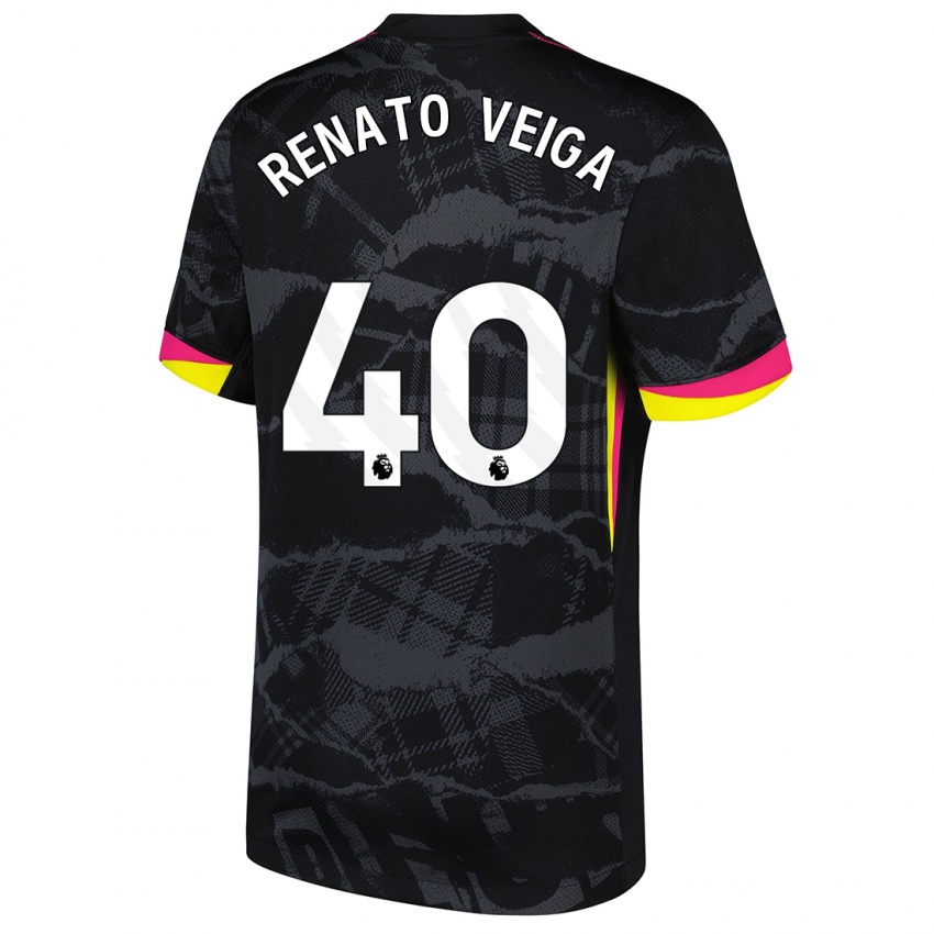 Mænd Renato Veiga #40 Sort Pink Tredje Sæt Spillertrøjer 2024/25 Trøje T-Shirt