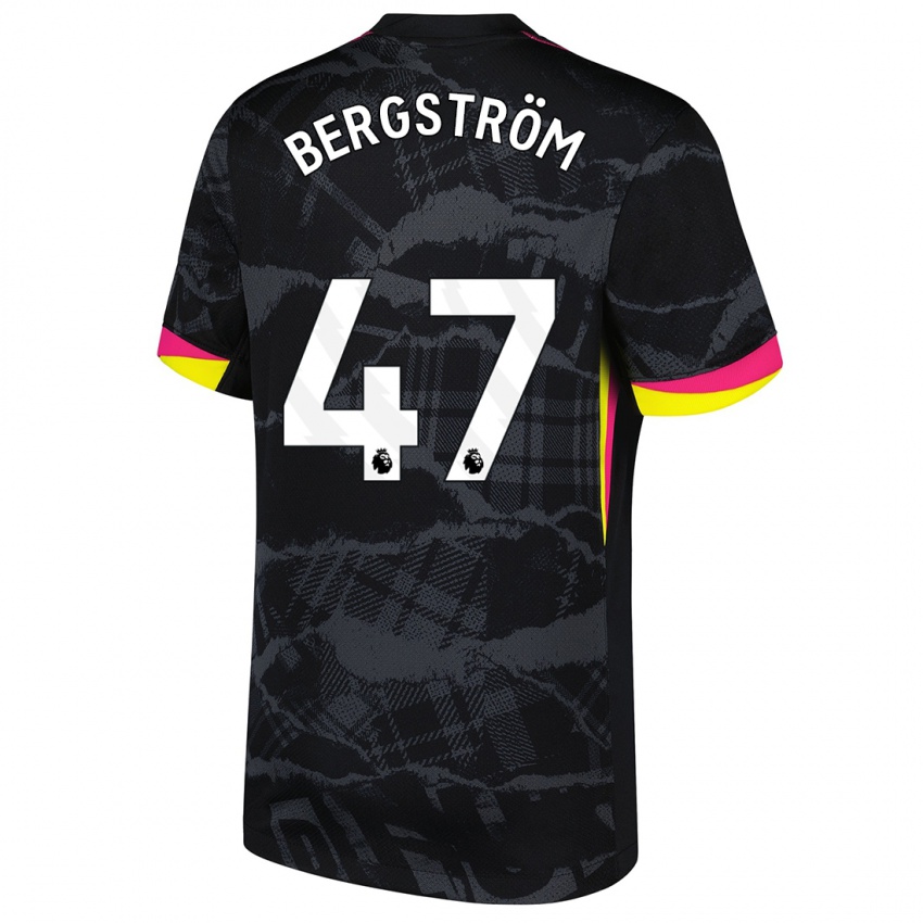 Mænd Lucas Bergström #47 Sort Pink Tredje Sæt Spillertrøjer 2024/25 Trøje T-Shirt