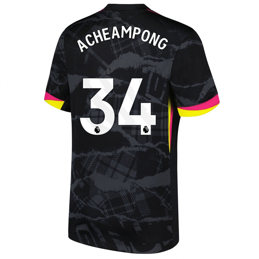 Mænd Josh Acheampong #34 Sort Pink Tredje Sæt Spillertrøjer 2024/25 Trøje T-Shirt