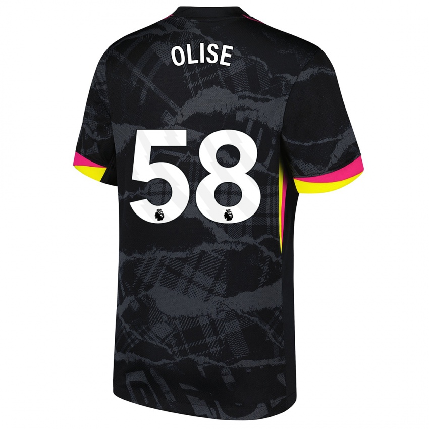 Mænd Richard Olise #58 Sort Pink Tredje Sæt Spillertrøjer 2024/25 Trøje T-Shirt