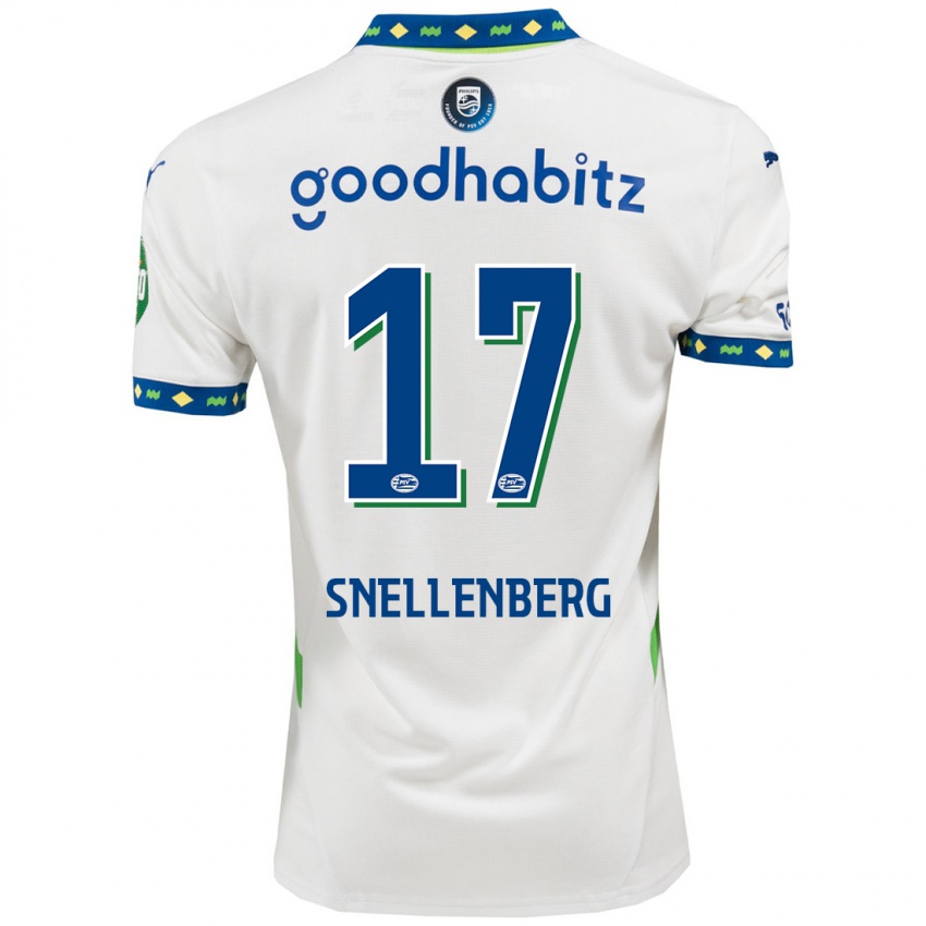 Mænd Maxime Snellenberg #17 Hvid Mørkeblå Tredje Sæt Spillertrøjer 2024/25 Trøje T-Shirt