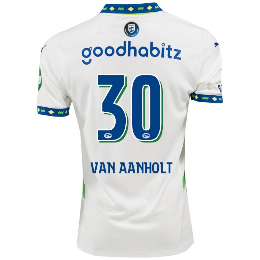 Mænd Patrick Van Aanholt #30 Hvid Mørkeblå Tredje Sæt Spillertrøjer 2024/25 Trøje T-Shirt