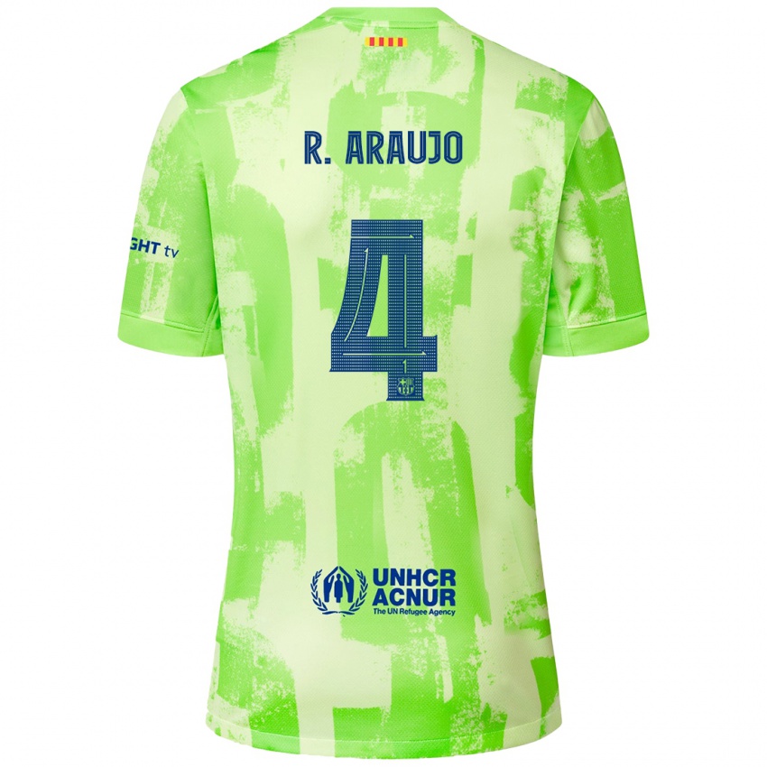 Mænd Ronald Araujo #4 Lime Tredje Sæt Spillertrøjer 2024/25 Trøje T-Shirt