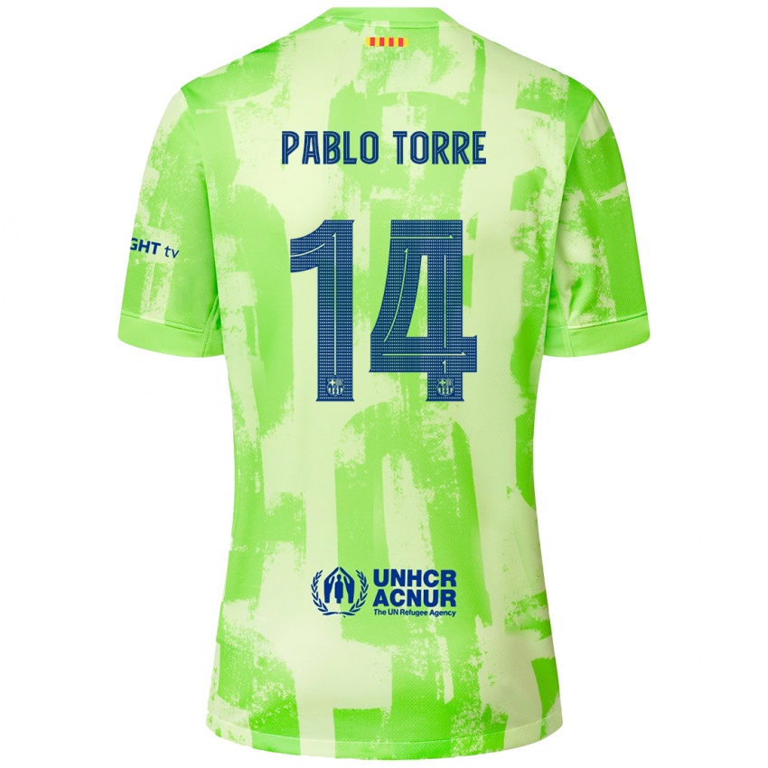 Mænd Pablo Torre #14 Lime Tredje Sæt Spillertrøjer 2024/25 Trøje T-Shirt