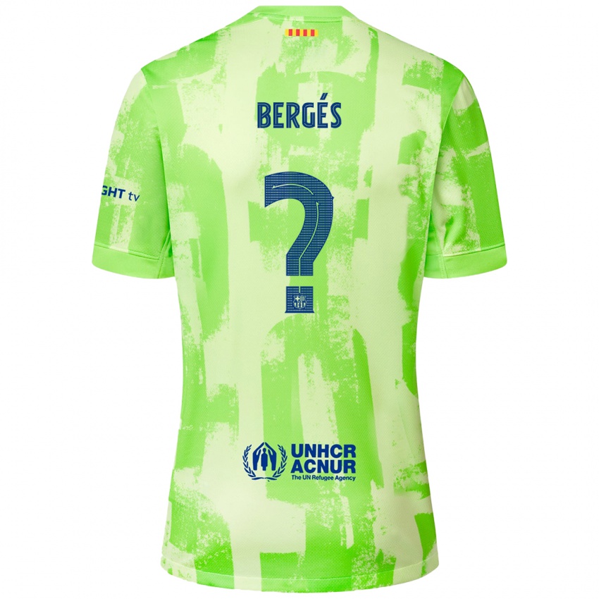 Mænd Pau Bergés #0 Lime Tredje Sæt Spillertrøjer 2024/25 Trøje T-Shirt