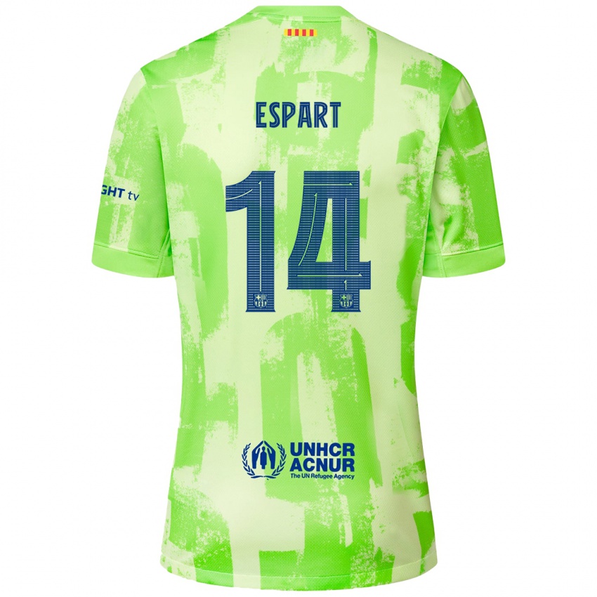 Mænd Xavi Espart #14 Lime Tredje Sæt Spillertrøjer 2024/25 Trøje T-Shirt