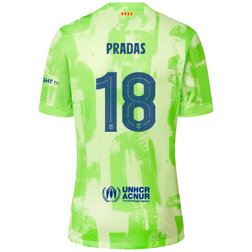 Mænd Arnau Pradas #18 Lime Tredje Sæt Spillertrøjer 2024/25 Trøje T-Shirt