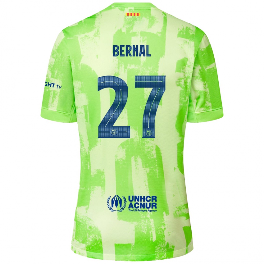 Mænd Marc Bernal #27 Lime Tredje Sæt Spillertrøjer 2024/25 Trøje T-Shirt