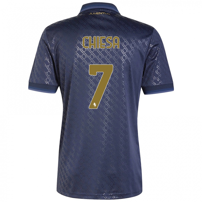 Mænd Federico Chiesa #7 Marineblå Tredje Sæt Spillertrøjer 2024/25 Trøje T-Shirt