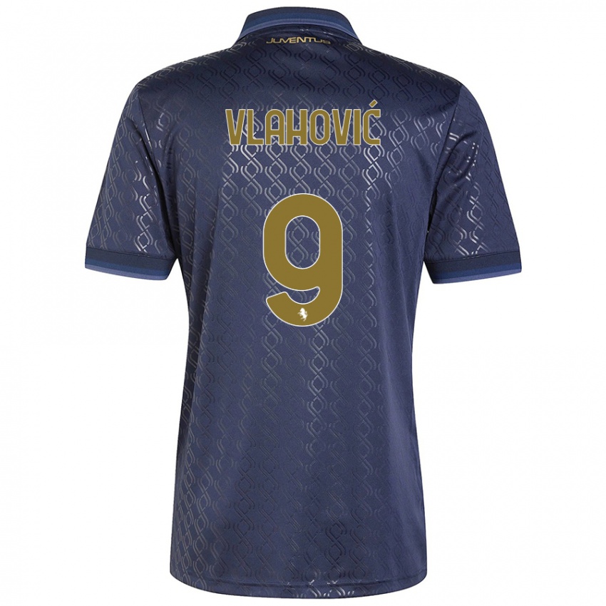 Mænd Dusan Vlahovic #9 Marineblå Tredje Sæt Spillertrøjer 2024/25 Trøje T-Shirt