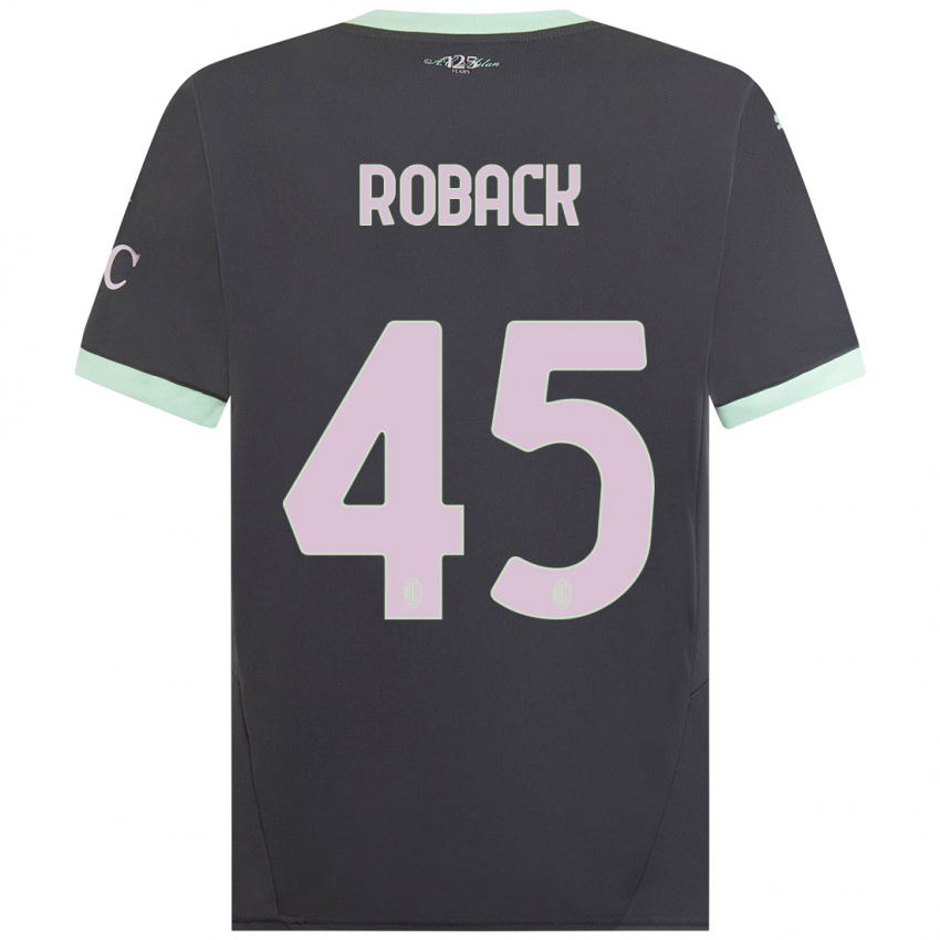 Mænd Emil Roback #45 Grå Tredje Sæt Spillertrøjer 2024/25 Trøje T-Shirt