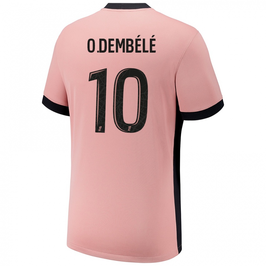 Mænd Ousmane Dembele #10 Rust Lyserød Tredje Sæt Spillertrøjer 2024/25 Trøje T-Shirt