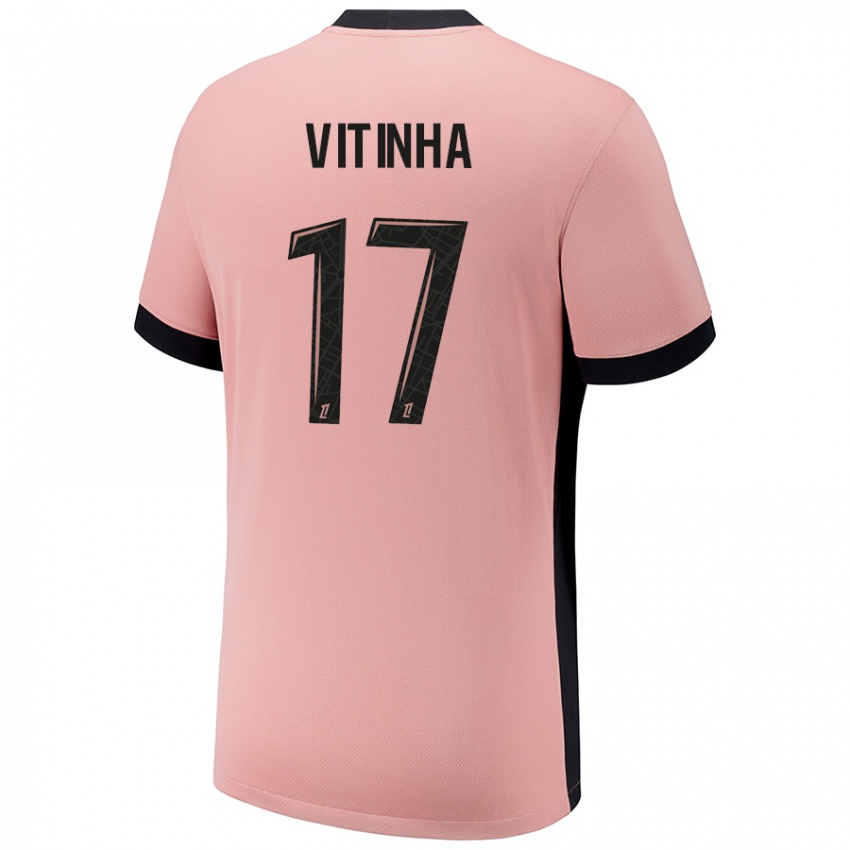 Mænd Vitinha #17 Rust Lyserød Tredje Sæt Spillertrøjer 2024/25 Trøje T-Shirt