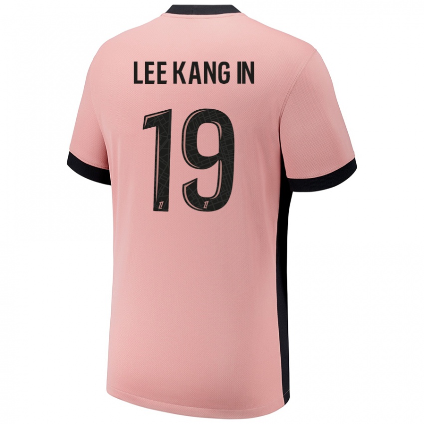 Mænd Kang-In Lee #19 Rust Lyserød Tredje Sæt Spillertrøjer 2024/25 Trøje T-Shirt