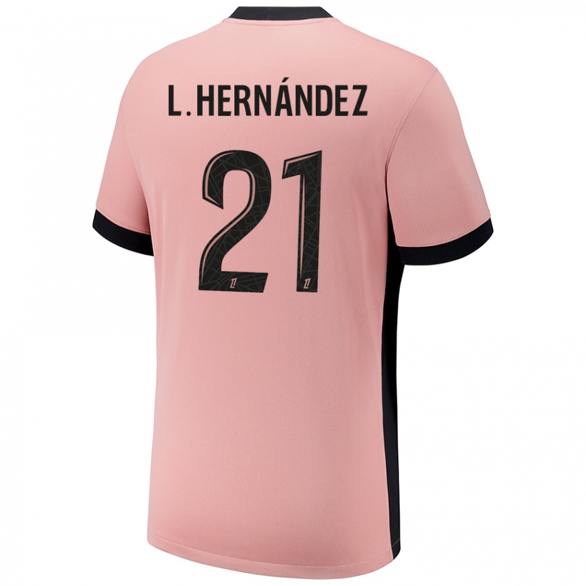 Mænd Lucas Hernandez #21 Rust Lyserød Tredje Sæt Spillertrøjer 2024/25 Trøje T-Shirt