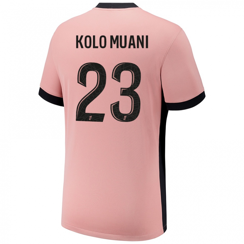 Mænd Randal Kolo Muani #23 Rust Lyserød Tredje Sæt Spillertrøjer 2024/25 Trøje T-Shirt