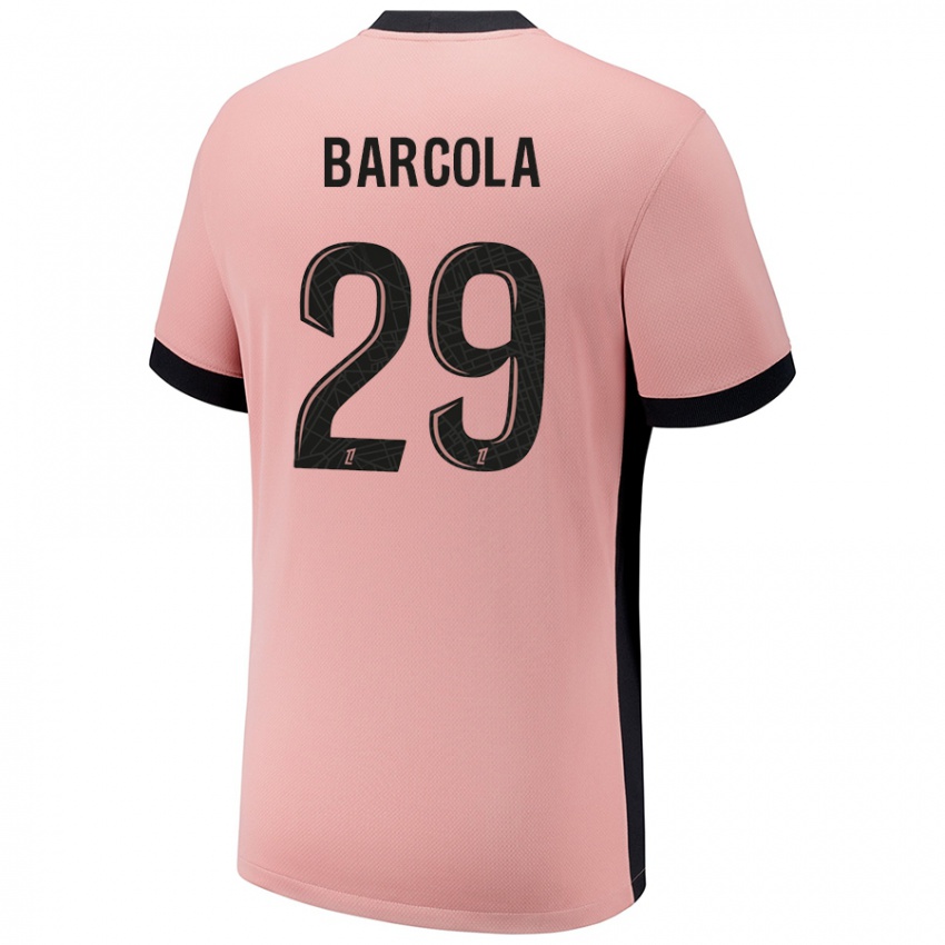 Mænd Bradley Barcola #29 Rust Lyserød Tredje Sæt Spillertrøjer 2024/25 Trøje T-Shirt