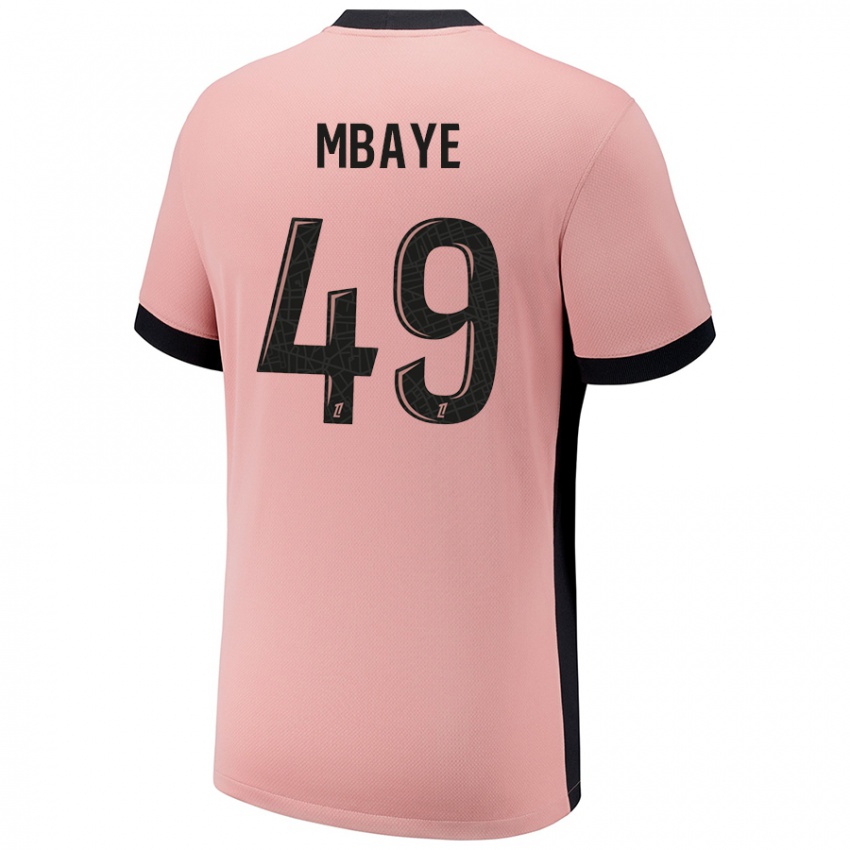 Mænd Ibrahim Mbaye #49 Rust Lyserød Tredje Sæt Spillertrøjer 2024/25 Trøje T-Shirt