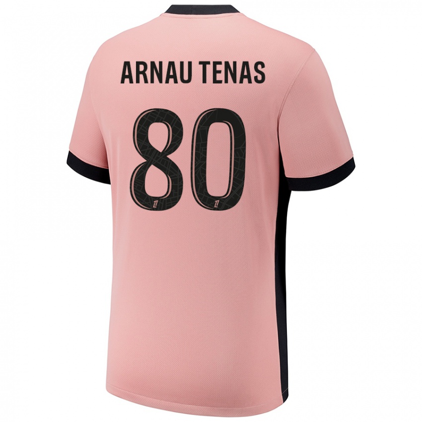 Mænd Arnau Tenas #80 Rust Lyserød Tredje Sæt Spillertrøjer 2024/25 Trøje T-Shirt