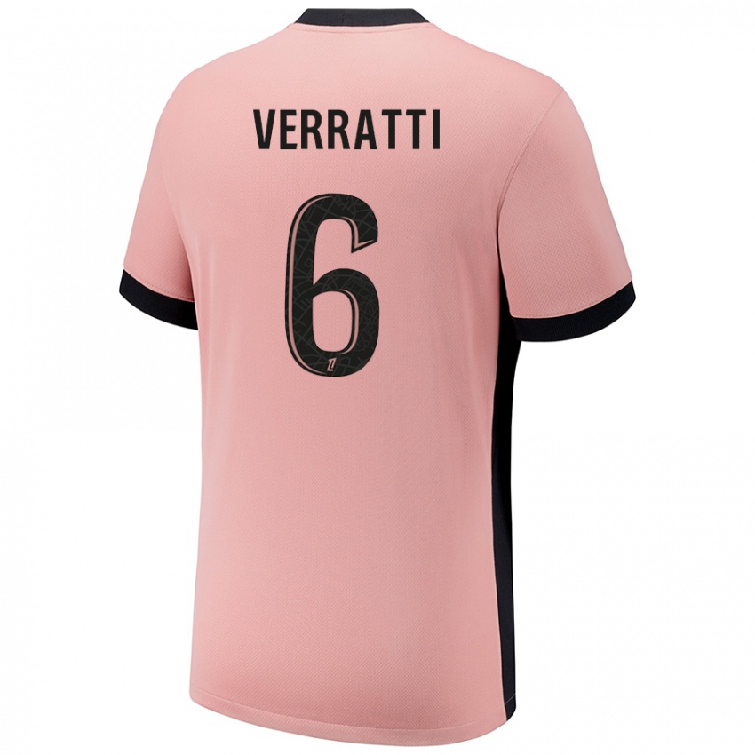 Mænd Marco Verratti #6 Rust Lyserød Tredje Sæt Spillertrøjer 2024/25 Trøje T-Shirt