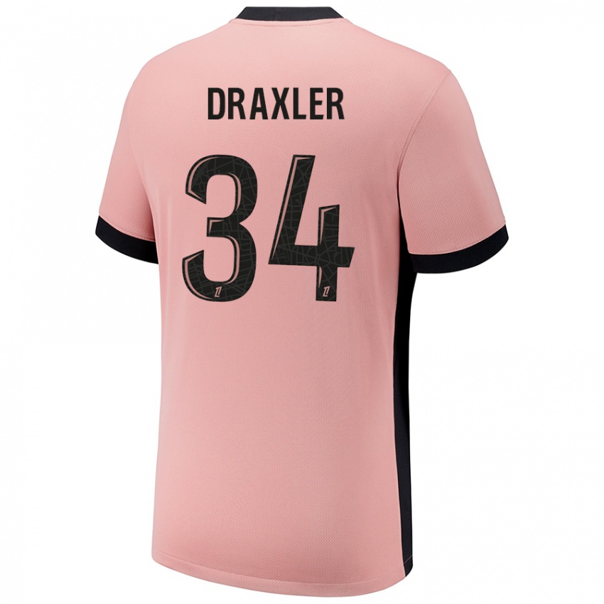 Mænd Julian Draxler #34 Rust Lyserød Tredje Sæt Spillertrøjer 2024/25 Trøje T-Shirt