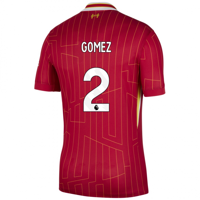 Kvinder Joe Gomez #2 Rød Gul Hvid Hjemmebane Spillertrøjer 2024/25 Trøje T-Shirt