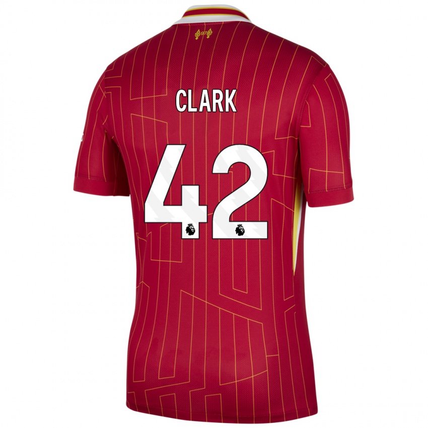 Kvinder Bobby Clark #42 Rød Gul Hvid Hjemmebane Spillertrøjer 2024/25 Trøje T-Shirt