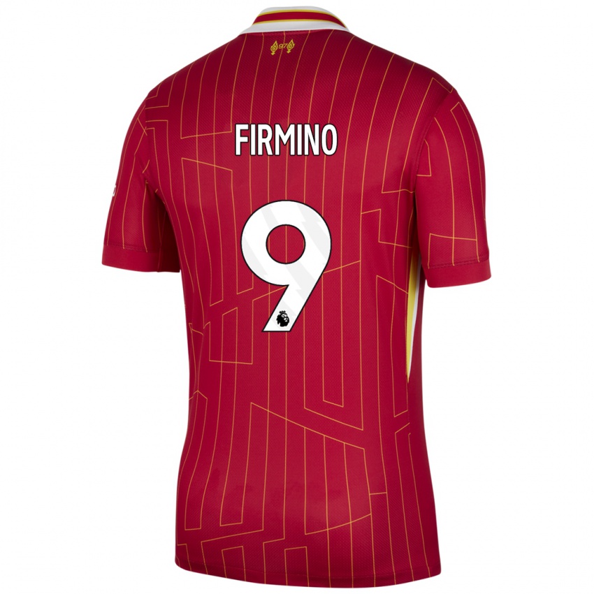 Kvinder Roberto Firmino #9 Rød Gul Hvid Hjemmebane Spillertrøjer 2024/25 Trøje T-Shirt