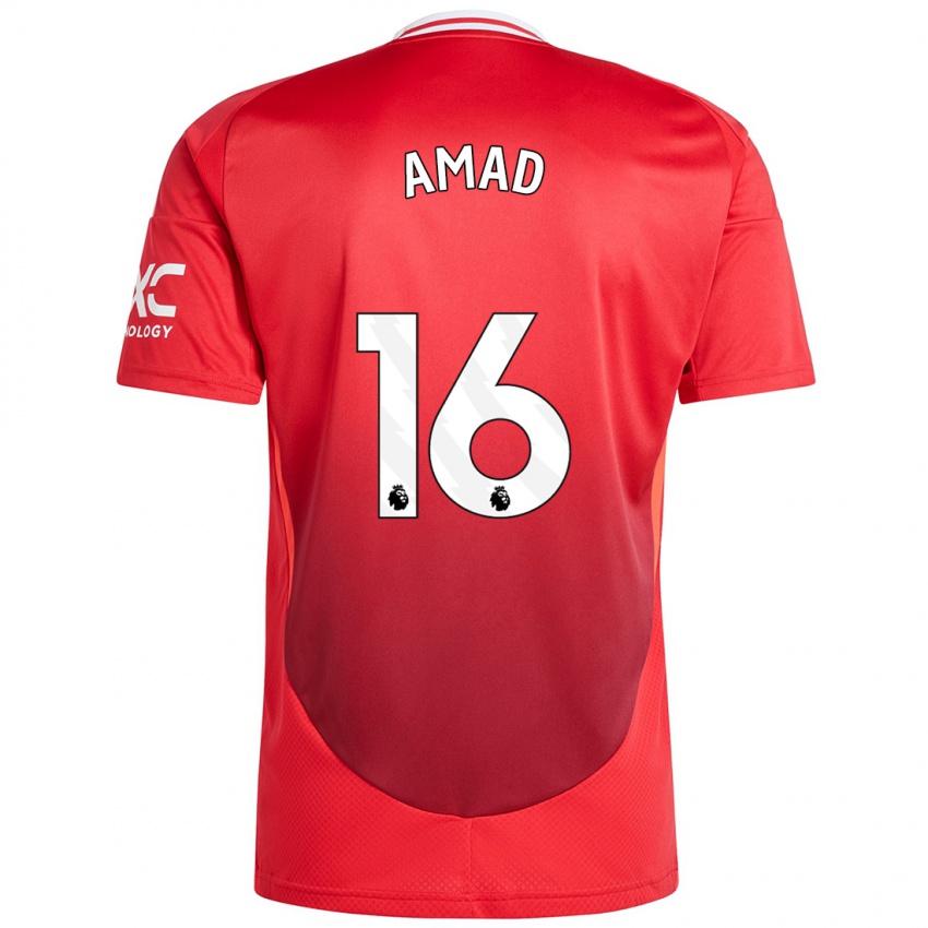 Kvinder Amad Diallo #16 Lyse Rødt Hjemmebane Spillertrøjer 2024/25 Trøje T-Shirt