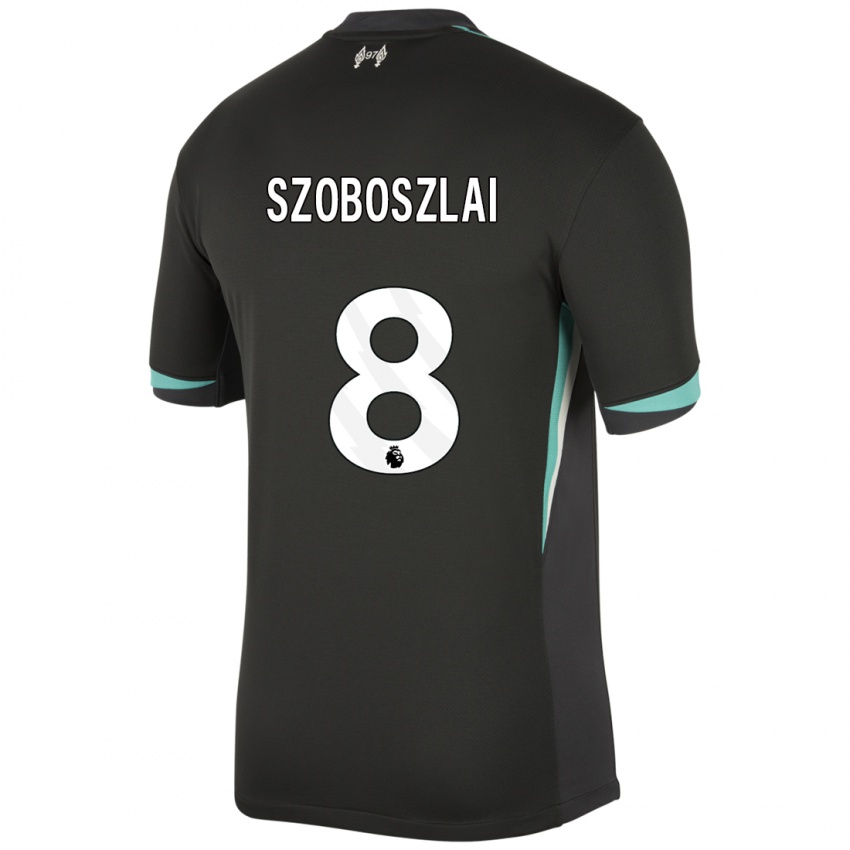 Kvinder Dominik Szoboszlai #8 Sort Antracit Hvid Udebane Spillertrøjer 2024/25 Trøje T-Shirt