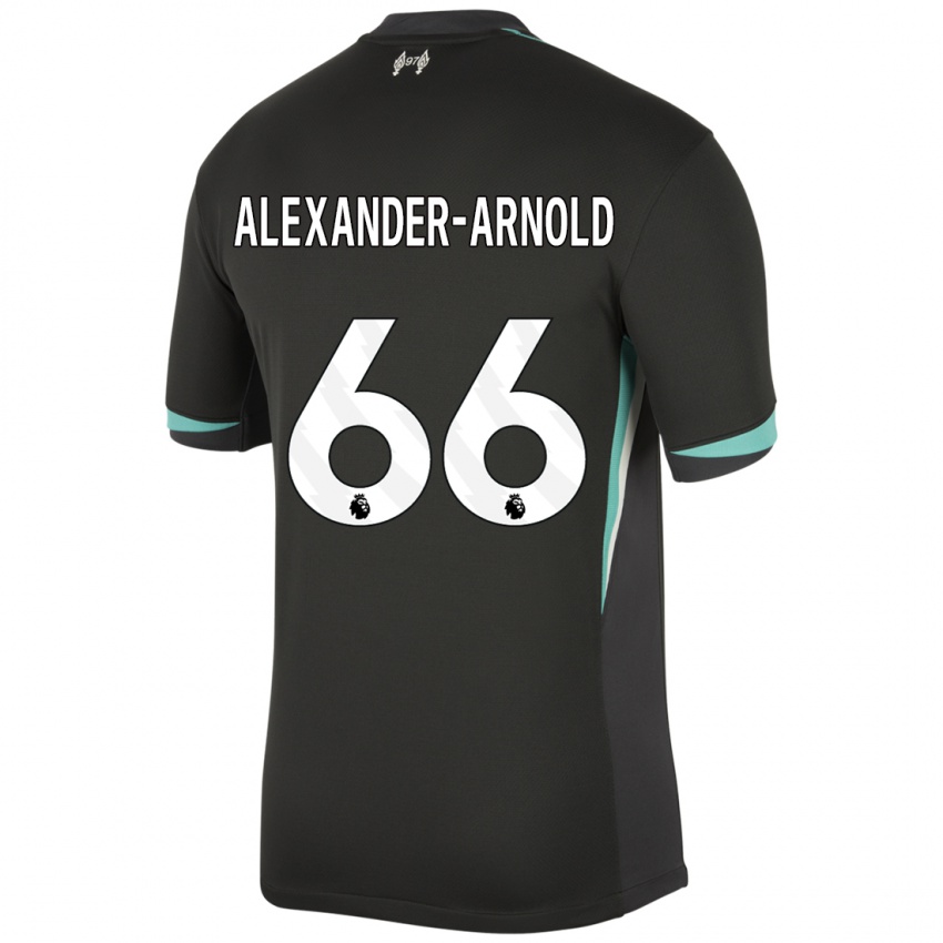 Kvinder Trent Alexander-Arnold #66 Sort Antracit Hvid Udebane Spillertrøjer 2024/25 Trøje T-Shirt