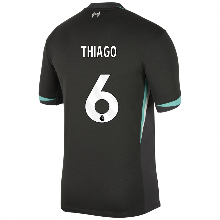 Kvinder Thiago #6 Sort Antracit Hvid Udebane Spillertrøjer 2024/25 Trøje T-Shirt