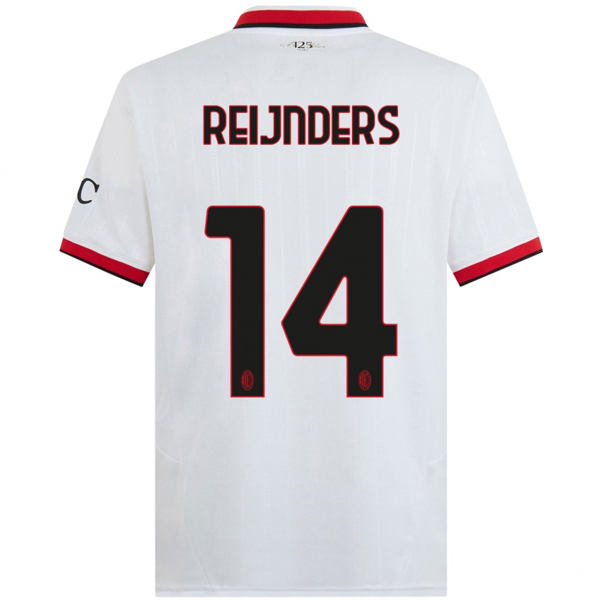 Kvinder Tijjani Reijnders #14 Hvid Sort Rød Udebane Spillertrøjer 2024/25 Trøje T-Shirt