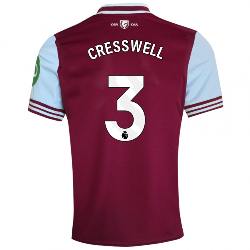 Børn Aaron Cresswell #3 Mørkerød Hjemmebane Spillertrøjer 2024/25 Trøje T-Shirt