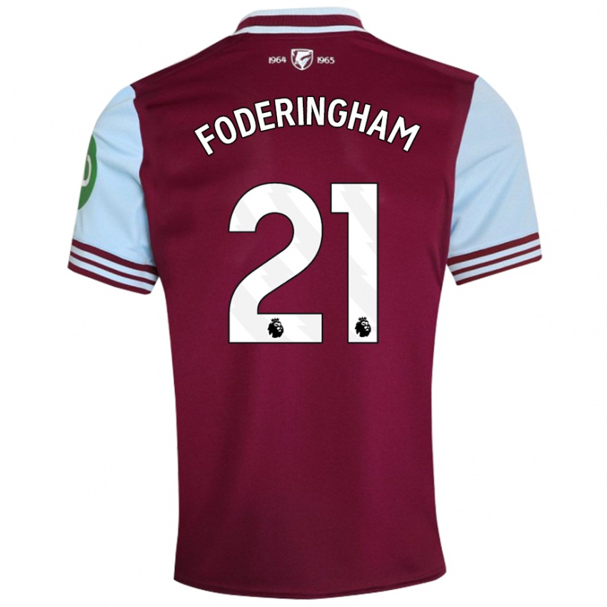 Børn Wes Foderingham #21 Mørkerød Hjemmebane Spillertrøjer 2024/25 Trøje T-Shirt