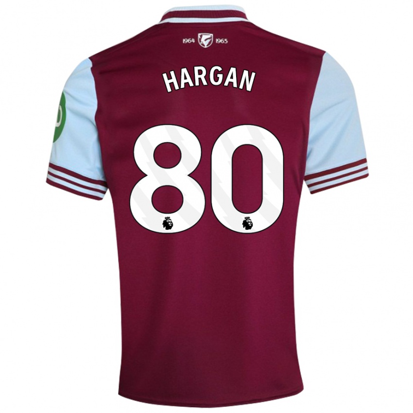 Børn Riley Hargan #80 Mørkerød Hjemmebane Spillertrøjer 2024/25 Trøje T-Shirt