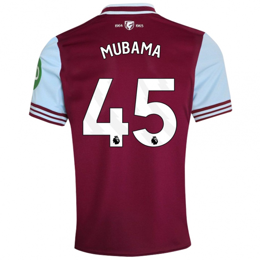 Børn Divin Mubama #45 Mørkerød Hjemmebane Spillertrøjer 2024/25 Trøje T-Shirt