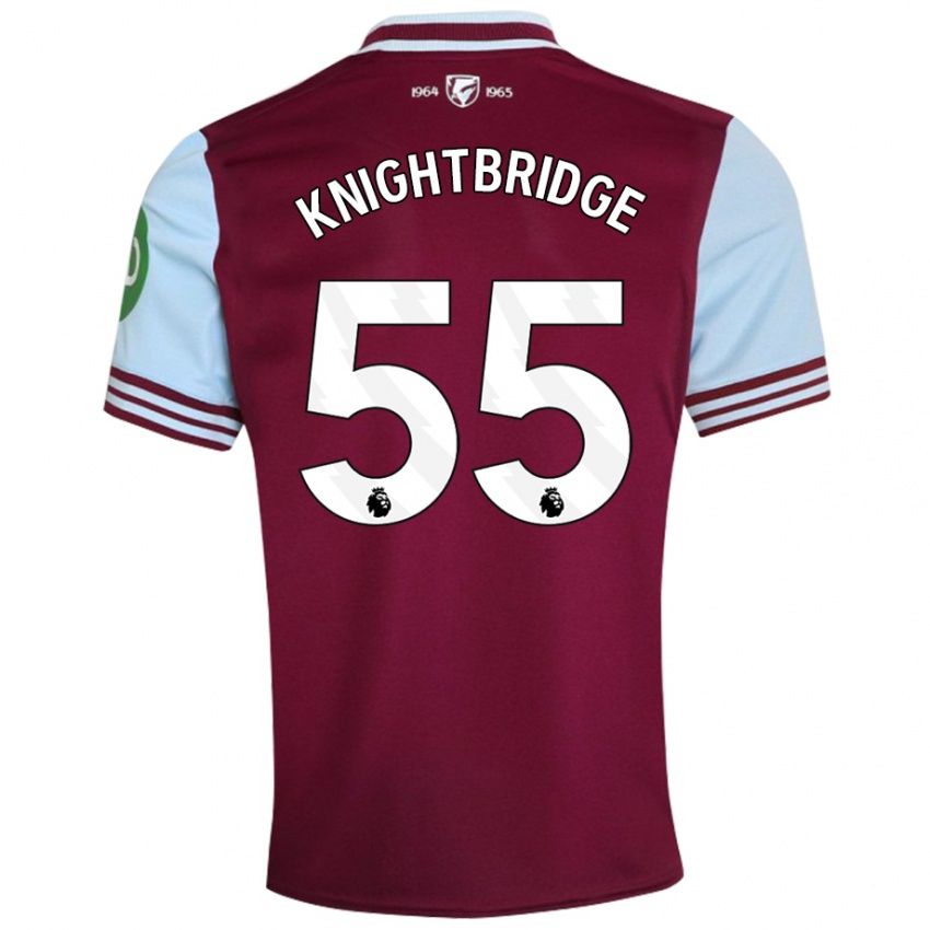 Børn Jacob Knightbridge #55 Mørkerød Hjemmebane Spillertrøjer 2024/25 Trøje T-Shirt