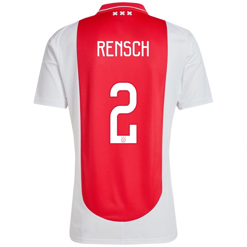 Børn Devyne Rensch #2 Rød Hvid Hjemmebane Spillertrøjer 2024/25 Trøje T-Shirt