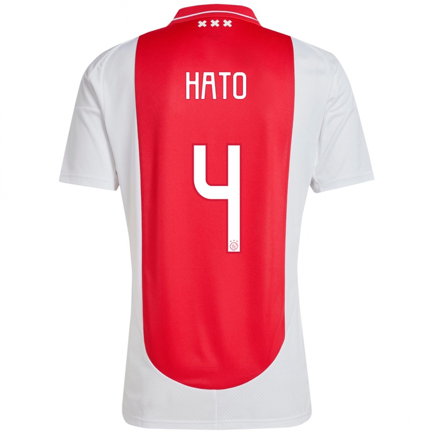 Børn Jorrel Hato #4 Rød Hvid Hjemmebane Spillertrøjer 2024/25 Trøje T-Shirt