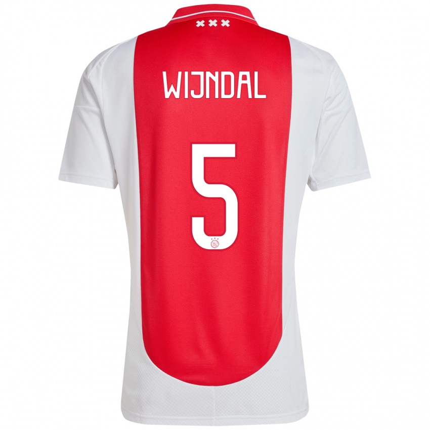 Børn Owen Wijndal #5 Rød Hvid Hjemmebane Spillertrøjer 2024/25 Trøje T-Shirt