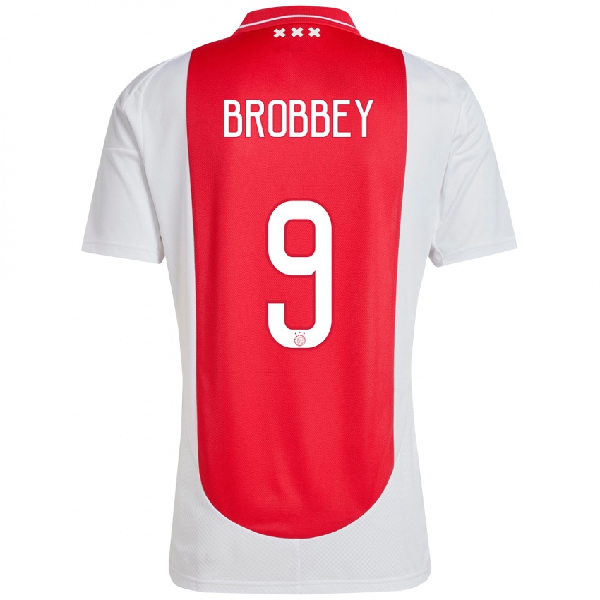 Børn Brian Brobbey #9 Rød Hvid Hjemmebane Spillertrøjer 2024/25 Trøje T-Shirt