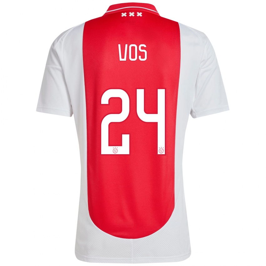 Børn Silvano Vos #24 Rød Hvid Hjemmebane Spillertrøjer 2024/25 Trøje T-Shirt