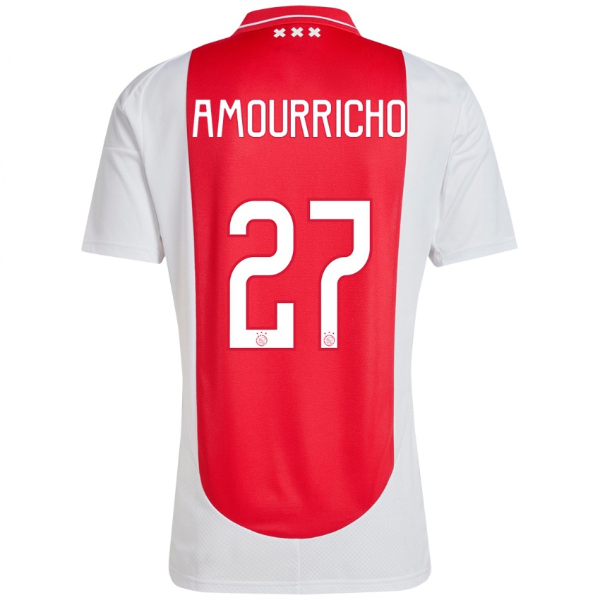 Børn Amourricho Van Axel Dongen #27 Rød Hvid Hjemmebane Spillertrøjer 2024/25 Trøje T-Shirt