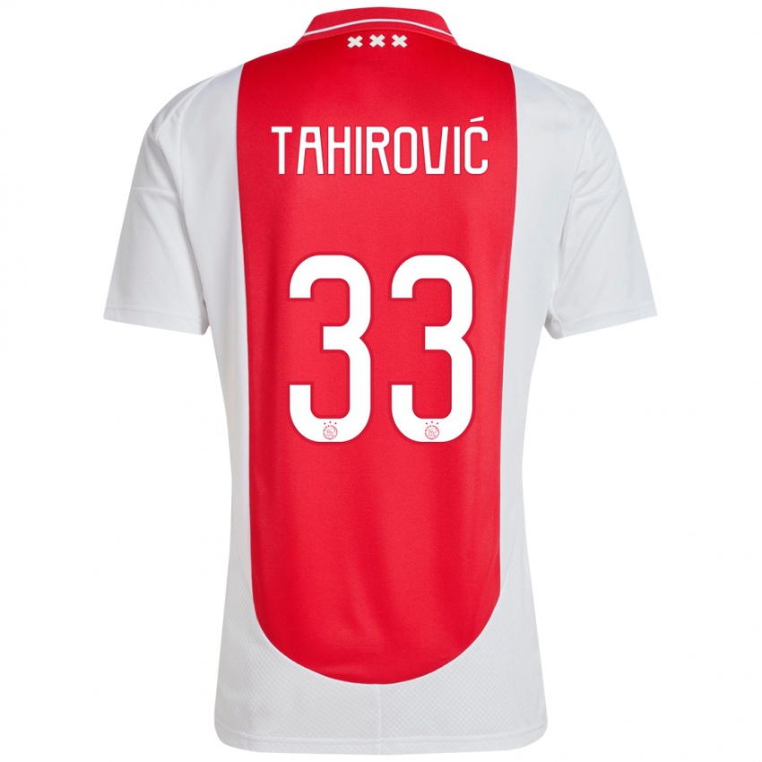 Børn Benjamin Tahirovic #33 Rød Hvid Hjemmebane Spillertrøjer 2024/25 Trøje T-Shirt