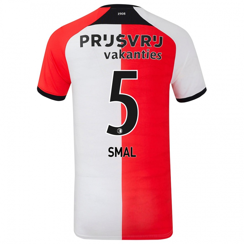 Børn Gijs Smal #5 Rød Hvid Hjemmebane Spillertrøjer 2024/25 Trøje T-Shirt