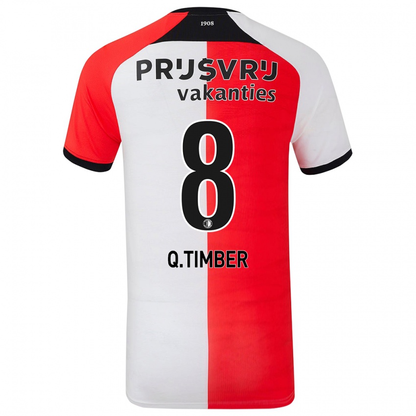 Børn Quinten Timber #8 Rød Hvid Hjemmebane Spillertrøjer 2024/25 Trøje T-Shirt