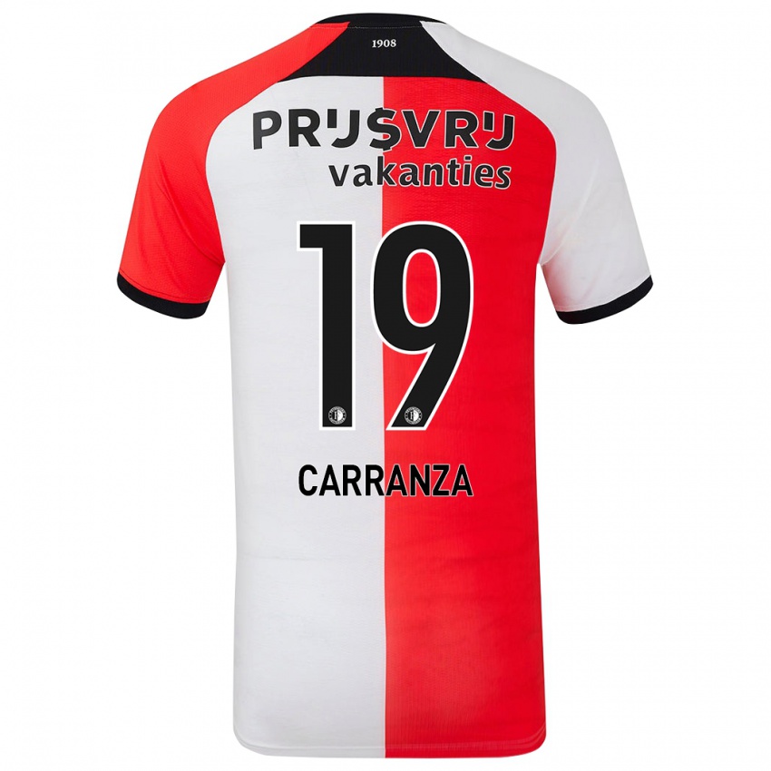 Børn Julián Carranza #19 Rød Hvid Hjemmebane Spillertrøjer 2024/25 Trøje T-Shirt