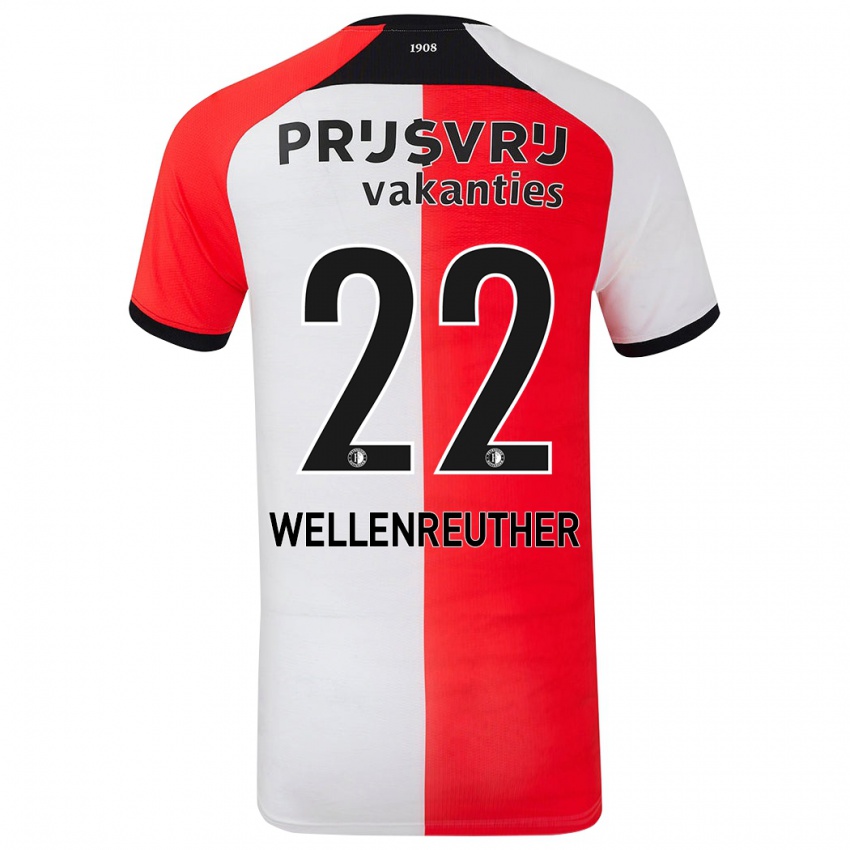 Børn Timon Wellenreuther #22 Rød Hvid Hjemmebane Spillertrøjer 2024/25 Trøje T-Shirt